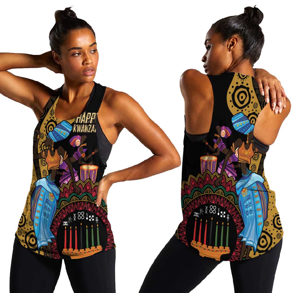 Africa Happy Kwanzaa Women Racerback Tank Tribal Dance