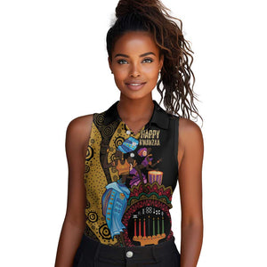 Africa Happy Kwanzaa Women Sleeveless Polo Shirt Tribal Dance