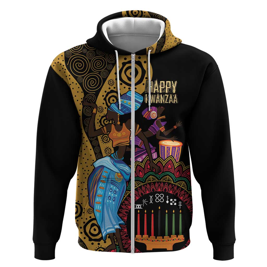 Africa Happy Kwanzaa Zip Hoodie Tribal Dance