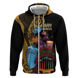 Africa Happy Kwanzaa Zip Hoodie Tribal Dance