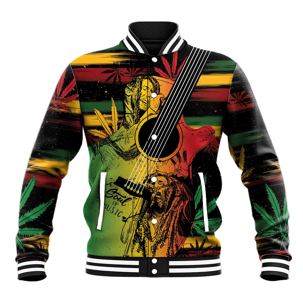 Personalised Afro Reggae Baseball Jacket Soul of Music Sketch Style