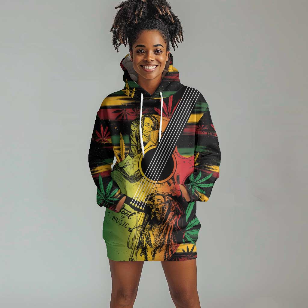 Personalised Afro Reggae Hoodie Dress Soul of Music Sketch Style