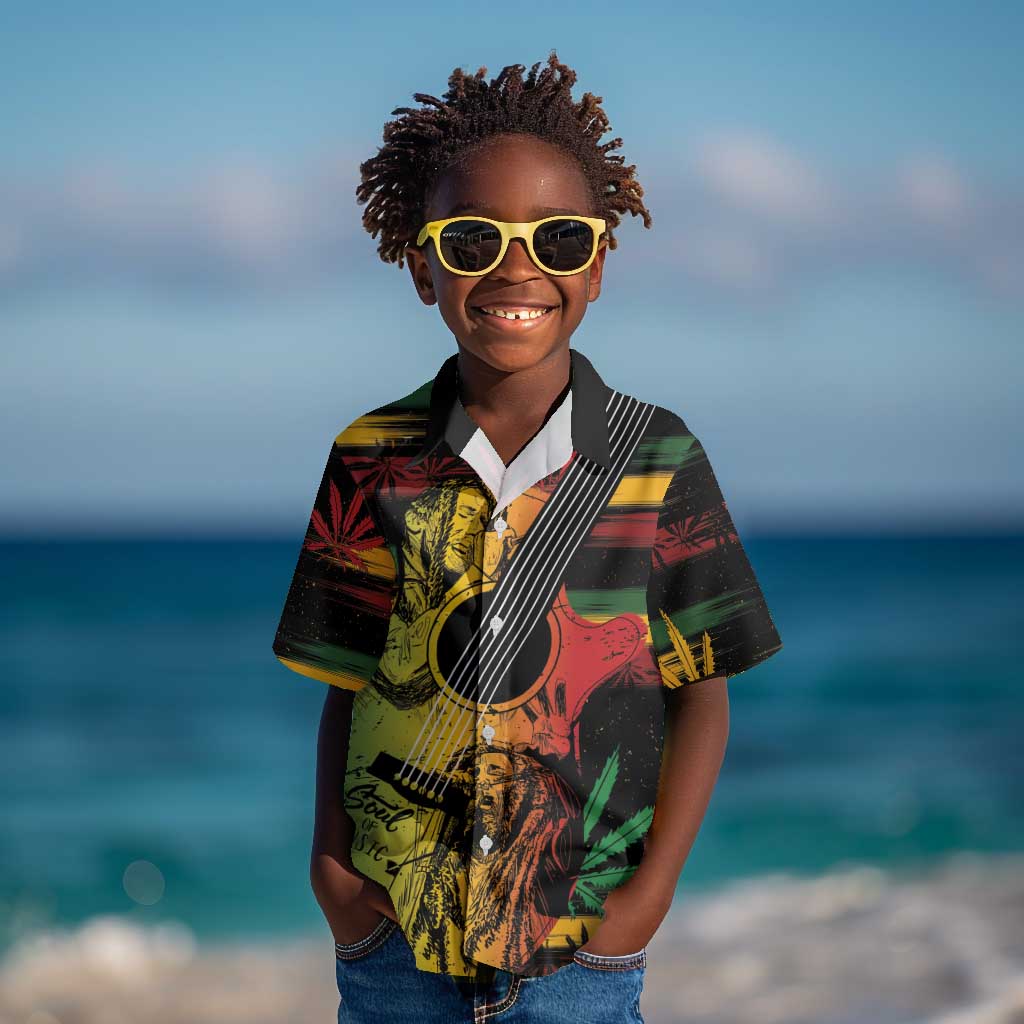 Personalised Afro Reggae Kid Hawaiian Shirt Soul of Music Sketch Style