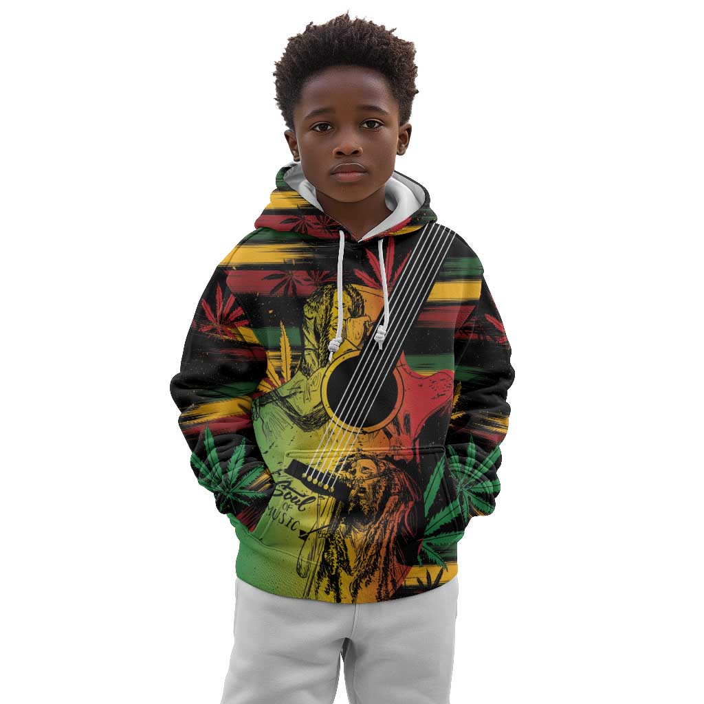 Personalised Afro Reggae Kid Hoodie Soul of Music Sketch Style