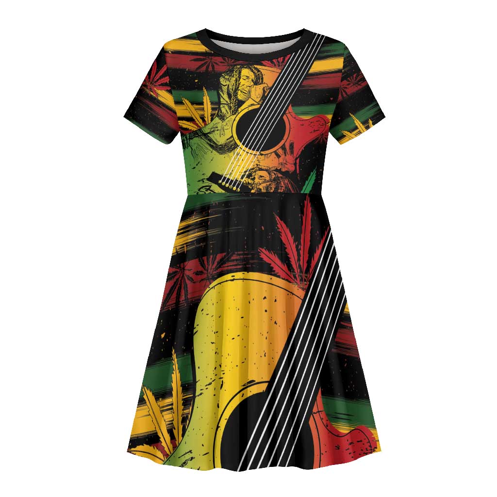 Personalised Afro Reggae Kid Short Sleeve Dress Soul of Music Sketch Style