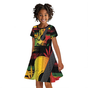 Personalised Afro Reggae Kid Short Sleeve Dress Soul of Music Sketch Style