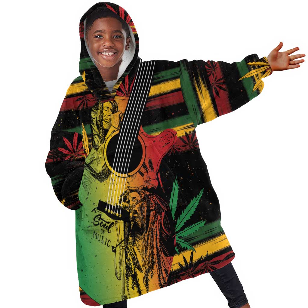 Personalised Afro Reggae Kid Wearable Blanket Hoodie Soul of Music Sketch Style