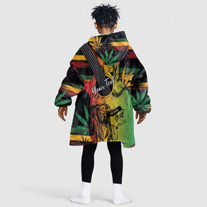 Personalised Afro Reggae Kid Wearable Blanket Hoodie Soul of Music Sketch Style