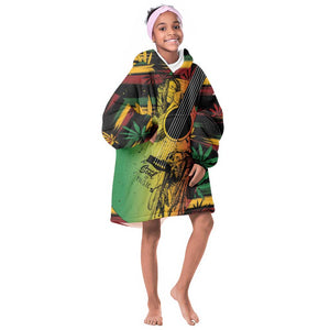 Personalised Afro Reggae Kid Wearable Blanket Hoodie Soul of Music Sketch Style