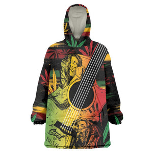 Personalised Afro Reggae Kid Wearable Blanket Hoodie Soul of Music Sketch Style