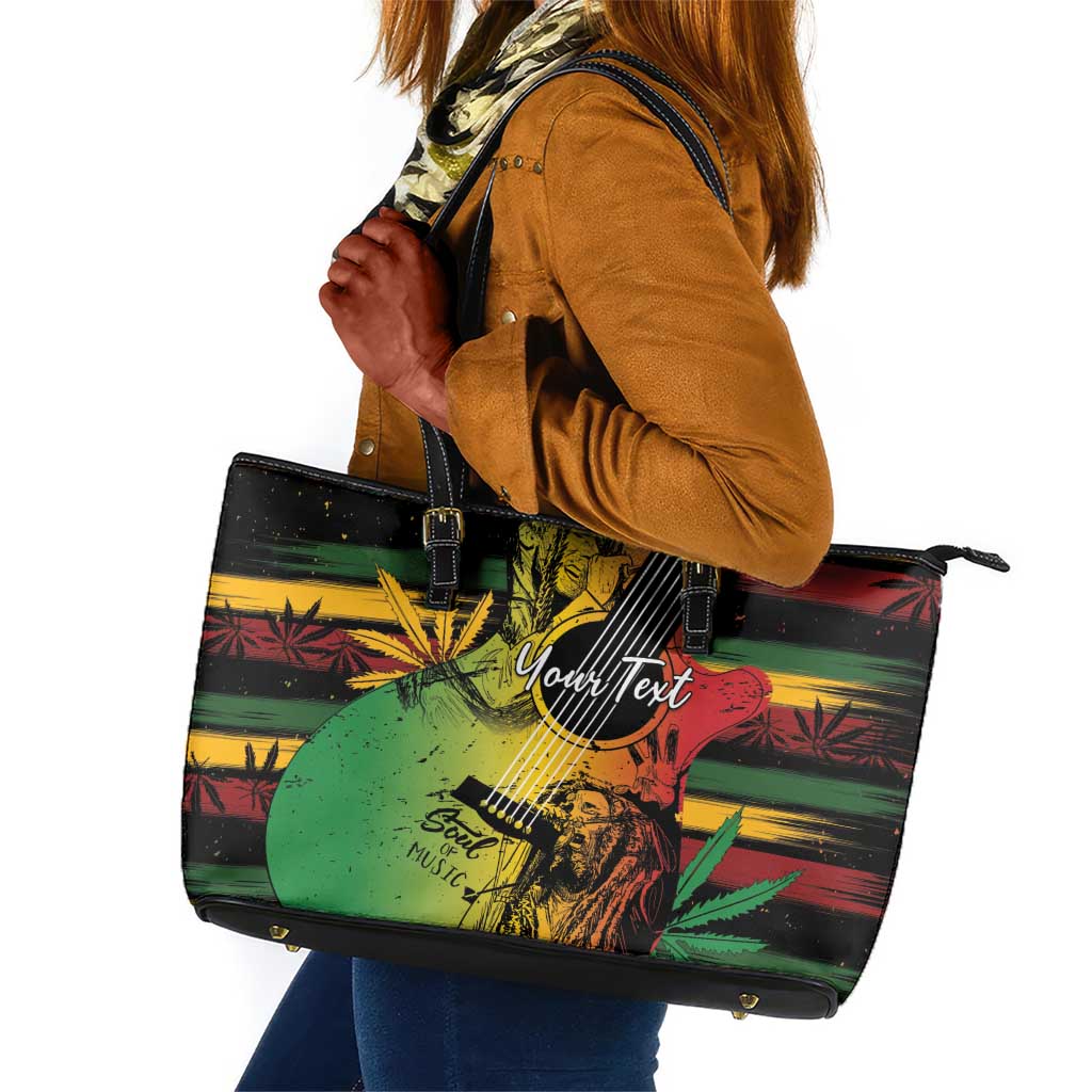 Personalised Afro Reggae Leather Tote Bag Soul of Music Sketch Style