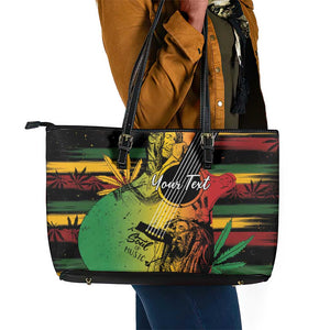 Personalised Afro Reggae Leather Tote Bag Soul of Music Sketch Style