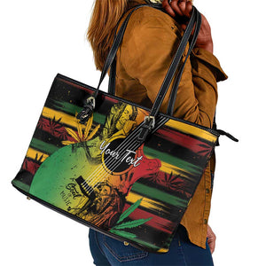 Personalised Afro Reggae Leather Tote Bag Soul of Music Sketch Style