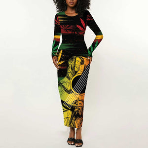 Personalised Afro Reggae Long Sleeve Bodycon Dress Soul of Music Sketch Style