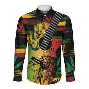 Personalised Afro Reggae Long Sleeve Button Shirt Soul of Music Sketch Style