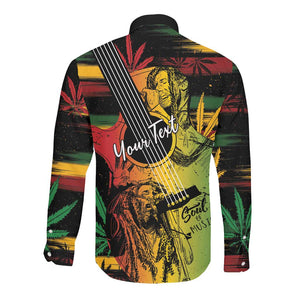 Personalised Afro Reggae Long Sleeve Button Shirt Soul of Music Sketch Style