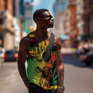 Personalised Afro Reggae Men Tank Top Soul of Music Sketch Style