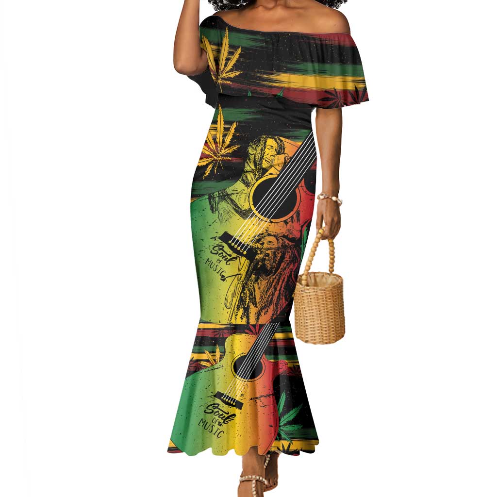 Personalised Afro Reggae Mermaid Dress Soul of Music Sketch Style