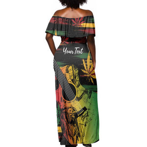 Personalised Afro Reggae Off Shoulder Maxi Dress Soul of Music Sketch Style