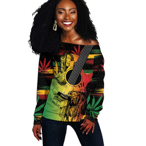 Personalised Afro Reggae Off Shoulder Sweater Soul of Music Sketch Style