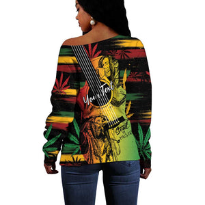 Personalised Afro Reggae Off Shoulder Sweater Soul of Music Sketch Style