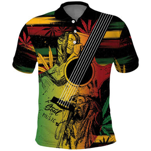 Personalised Afro Reggae Polo Shirt Soul of Music Sketch Style