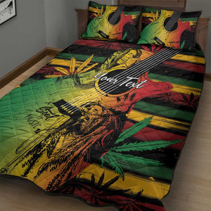 Personalised Afro Reggae Quilt Bed Set Soul of Music Sketch Style