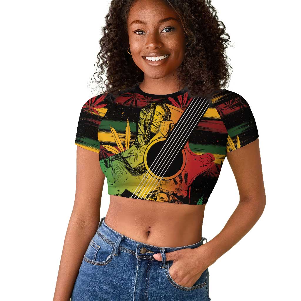 Personalised Afro Reggae Raglan Cropped T shirt Soul of Music Sketch Style