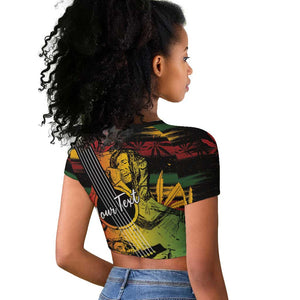 Personalised Afro Reggae Raglan Cropped T shirt Soul of Music Sketch Style