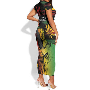 Personalised Afro Reggae Short Sleeve Bodycon Dress Soul of Music Sketch Style