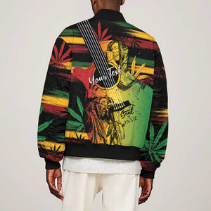 Personalised Afro Reggae Sleeve Zip Bomber Jacket Soul of Music Sketch Style