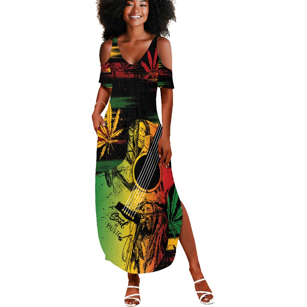 Personalised Afro Reggae Summer Maxi Dress Soul of Music Sketch Style