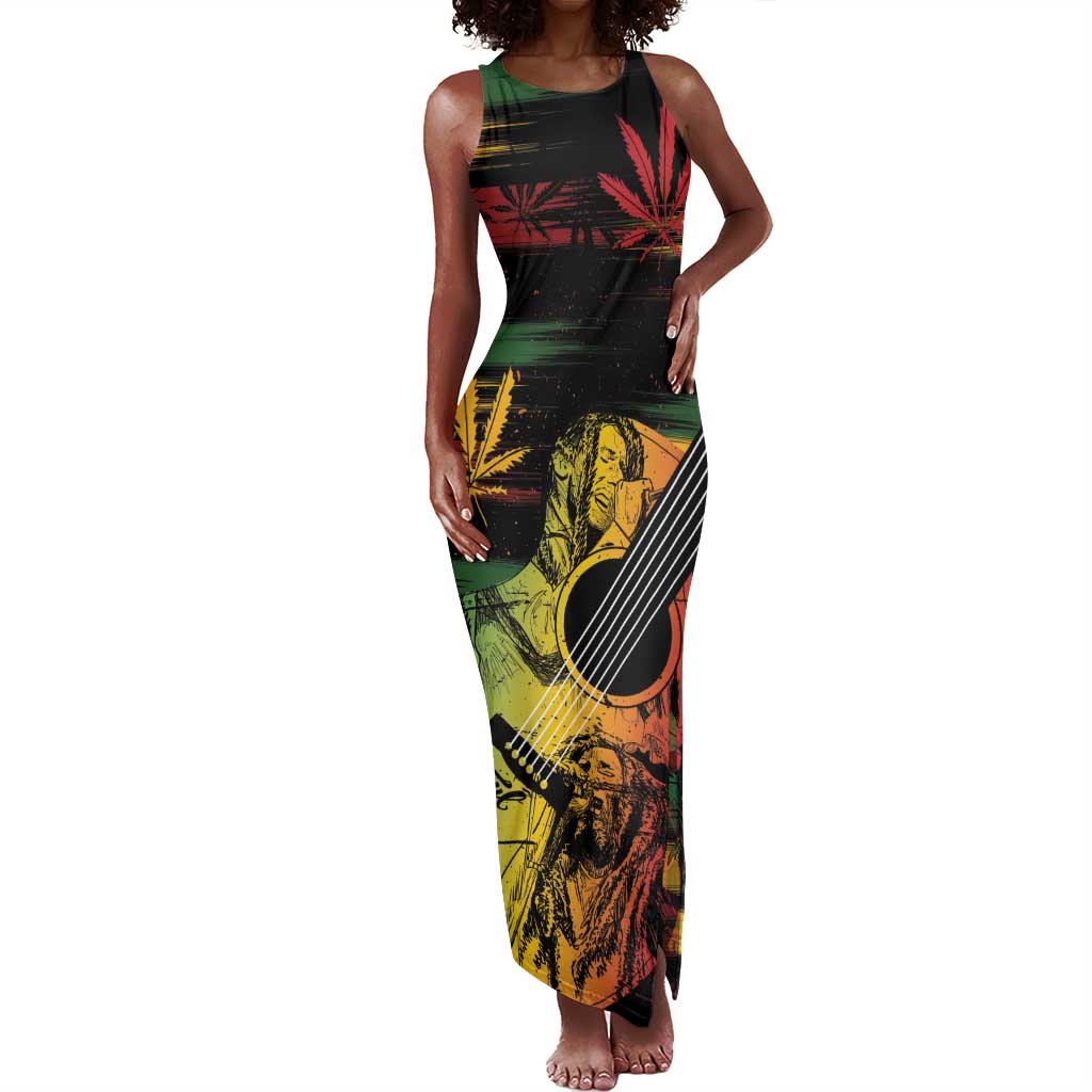 Personalised Afro Reggae Tank Maxi Dress Soul of Music Sketch Style