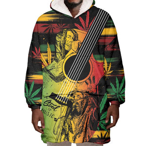 Personalised Afro Reggae Wearable Blanket Hoodie Soul of Music Sketch Style