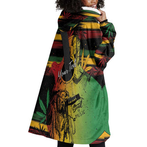 Personalised Afro Reggae Wearable Blanket Hoodie Soul of Music Sketch Style