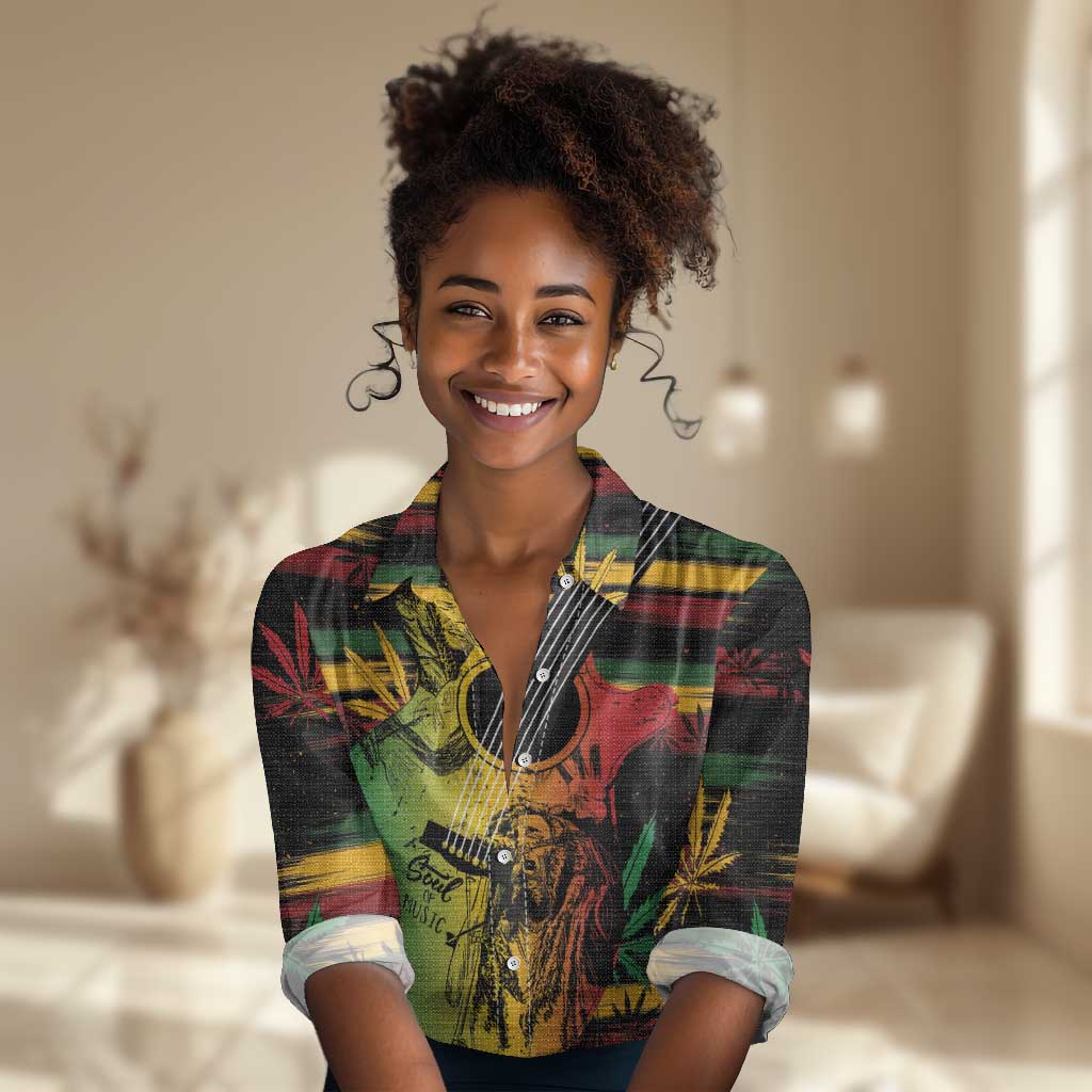 Personalised Afro Reggae Women Casual Shirt Soul of Music Sketch Style