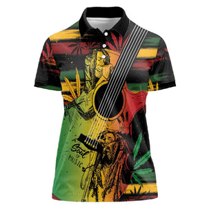 Personalised Afro Reggae Women Polo Shirt Soul of Music Sketch Style