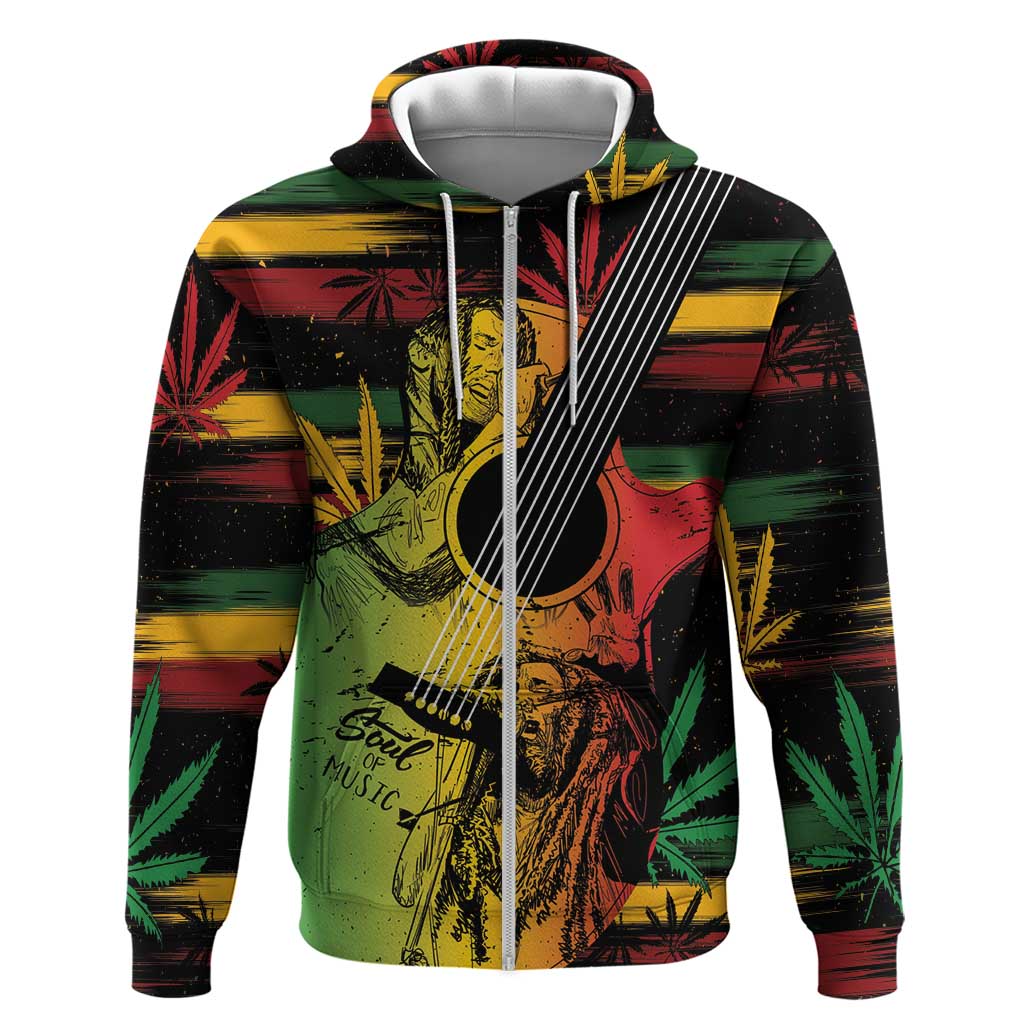 Personalised Afro Reggae Zip Hoodie Soul of Music Sketch Style