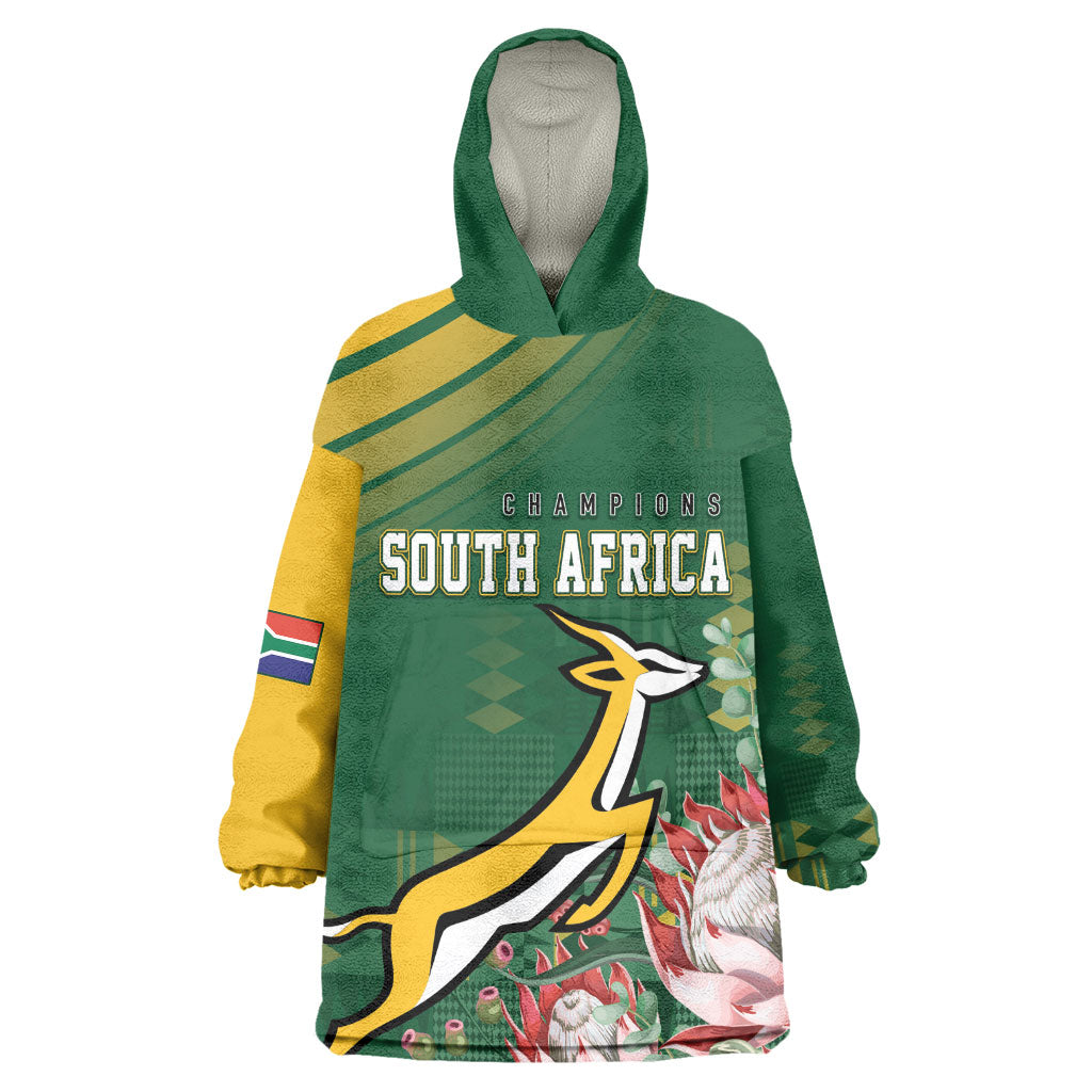 South Africa Rugby Personalized Bokke Champions Wearable Blanket Hoodie