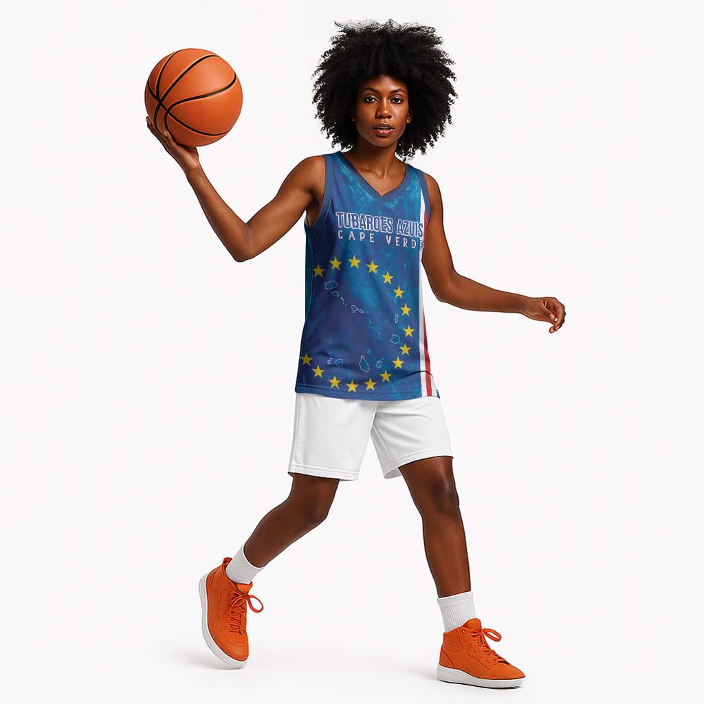 Cape Verde Tubaroes Azuis Custom Basketball Jersey Break The Waves LT7