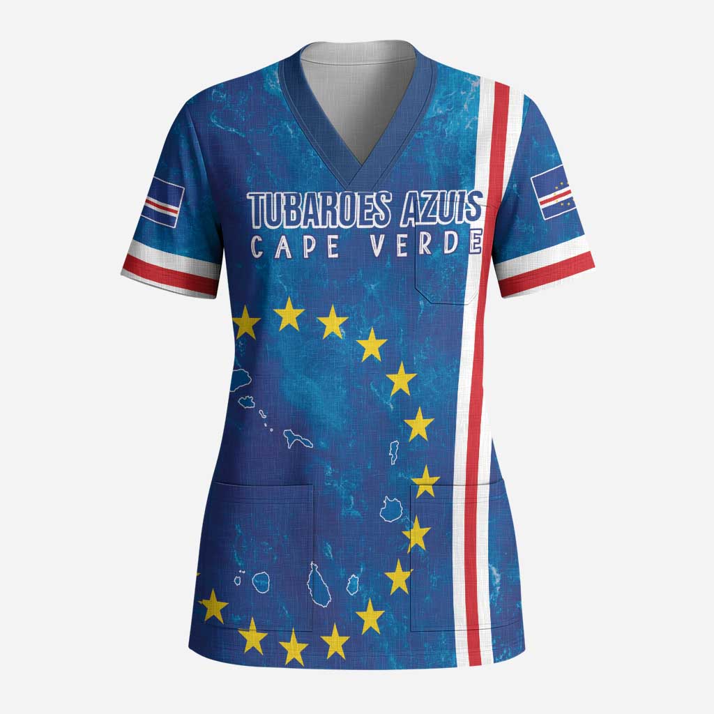 Cape Verde Tubaroes Azuis Custom Scrub Top Break The Waves - African Pride