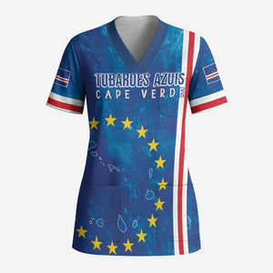 Cape Verde Tubaroes Azuis Custom Scrub Top Break The Waves - African Pride
