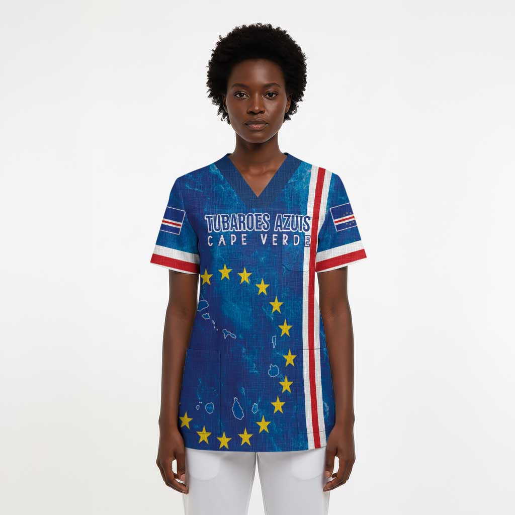 Cape Verde Tubaroes Azuis Custom Scrub Top Break The Waves - African Pride