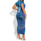 Cape Verde Tubaroes Azuis Custom Short Sleeve Bodycon Dress Break The Waves - African Pride