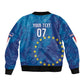 Cape Verde Tubaroes Azuis Custom Sleeve Zip Bomber Jacket Break The Waves - African Pride