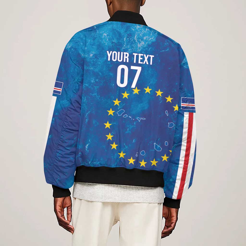 Cape Verde Tubaroes Azuis Custom Sleeve Zip Bomber Jacket Break The Waves - African Pride