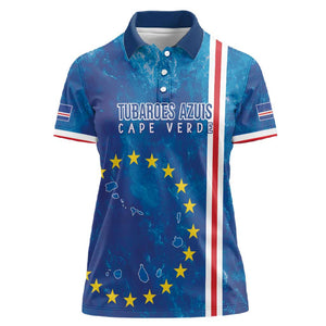 Cape Verde Tubaroes Azuis Custom Women Polo Shirt Break The Waves - African Pride