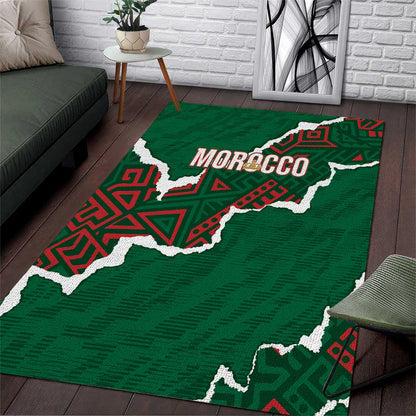 Morocco Football Area Rug Grunge Motifs