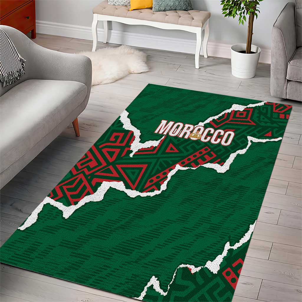 Morocco Football Area Rug Grunge Motifs