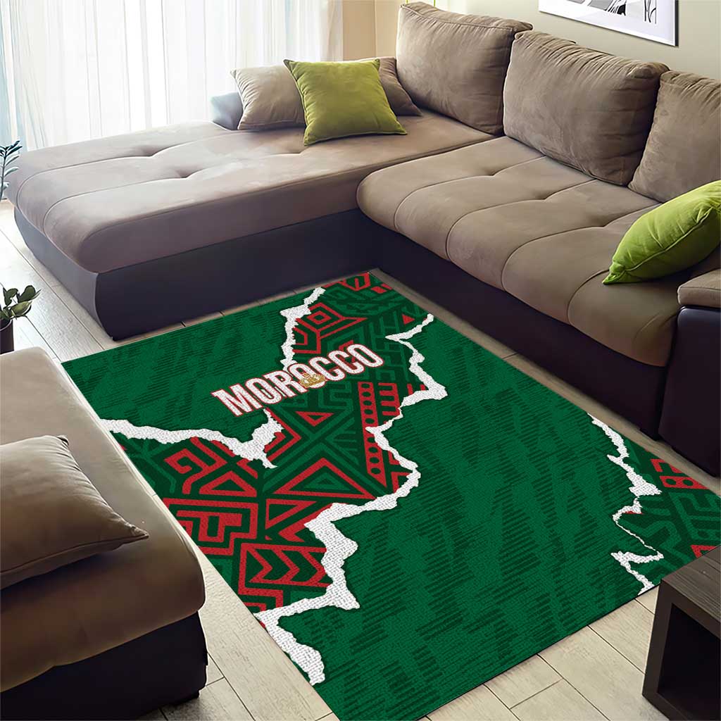 Morocco Football Area Rug Grunge Motifs